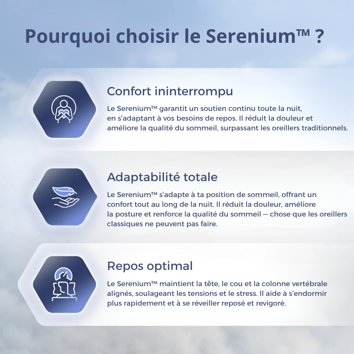 Serenium™ - Oreiller à mémoire de forme 3.0